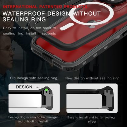 For iPhone 15 Pro RedPepper IP68 Waterproof MagSafe Phone Case(Black) - Image 3