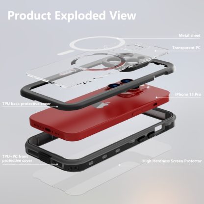 For iPhone 15 Pro RedPepper IP68 Waterproof MagSafe Phone Case(Black) - Image 4