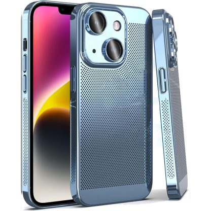 For iPhone 15 Fine Mesh Cooling Phone Case(Blue)