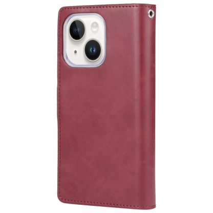 For iPhone 15 GOOSPERY MANSOOR DIARY 9 Card Slots Leather Phone Case(Wine Red) - Image 3