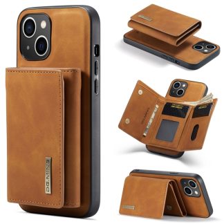 For iPhone 15 Plus DG.MING M1 Series 3-Fold Multi Card Wallet Leather Phone Case(Brown)