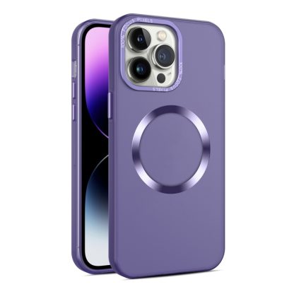 For iPhone 13 Pro Max CD Texture MagSafe Frosted Translucent Phone Case(Dark Purple)