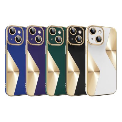 For iPhone 13 S-shaped CD Pattern Electroplated TPU Phone Case with Lens Film(Dark Purple) - Image 2