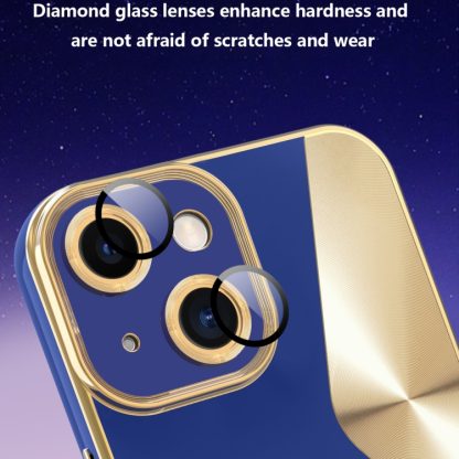 For iPhone 13 S-shaped CD Pattern Electroplated TPU Phone Case with Lens Film(Dark Purple) - Image 3