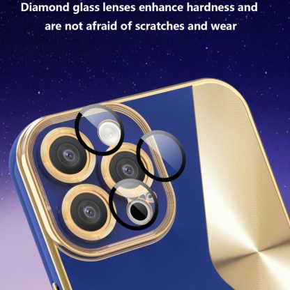 For iPhone 12 Pro Max S-shaped CD Pattern Electroplated TPU Phone Case with Lens Film(Dark Purple) - Image 3