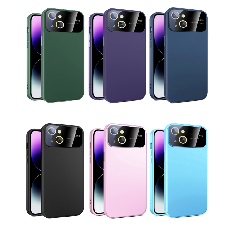 For iPhone 14 Plus Large Glass Window PC Phone Case with Integrated Lens Film(Royal Blue) - Image 2