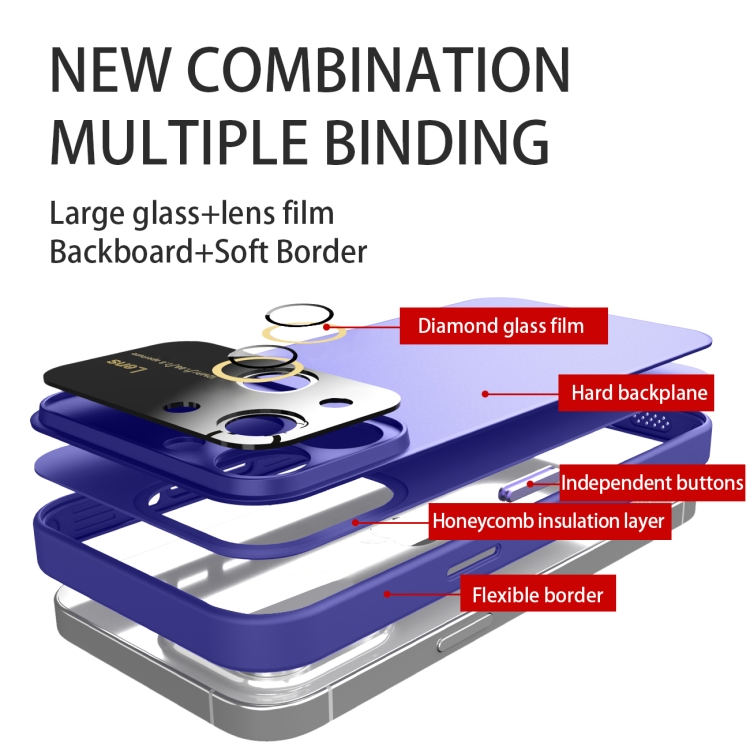 For iPhone 14 Plus Large Glass Window PC Phone Case with Integrated Lens Film(Royal Blue) - Image 3