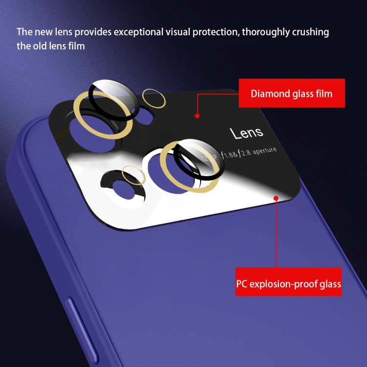 For iPhone 14 Plus Large Glass Window PC Phone Case with Integrated Lens Film(Royal Blue) - Image 4