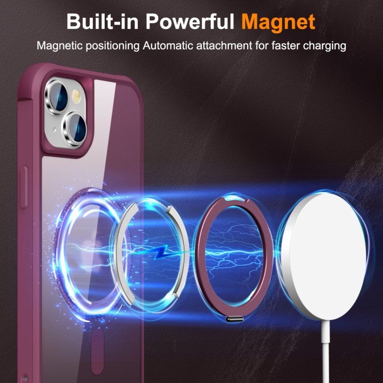 For iPhone 14 / 13 MagSafe Magnetic Rotating Holder Phone Case(Wine Red) - Image 3