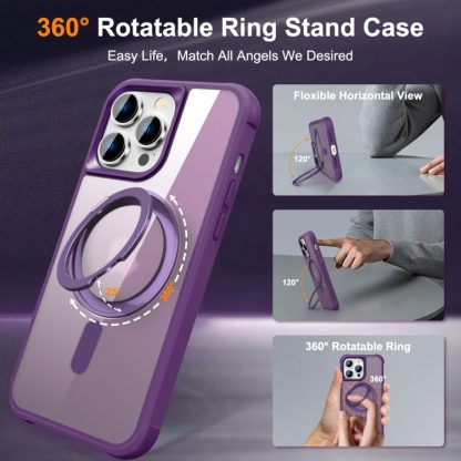 For iPhone 14 Pro Max MagSafe Magnetic Rotating Holder Phone Case(Purple) - Image 2