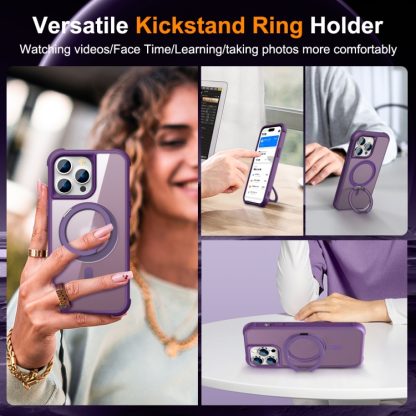 For iPhone 14 Pro Max MagSafe Magnetic Rotating Holder Phone Case(Purple) - Image 4