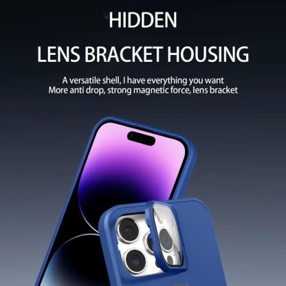 For iPhone 13 Pro Skin Feel Magnifier MagSafe Lens Holder Phone Case(Purple) - Image 2