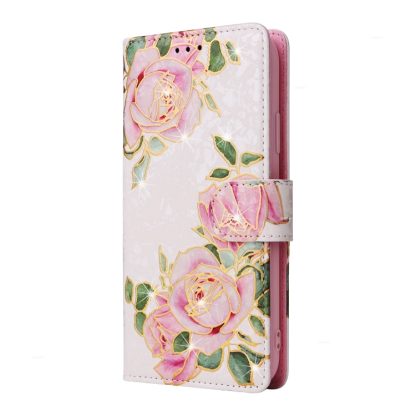 For iPhone 15 Plus Bronzing Painting RFID Leather Case(Rose Flower) - Image 2