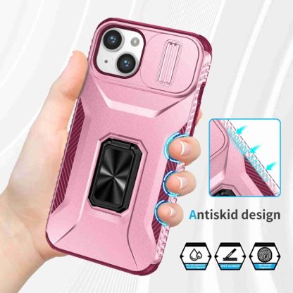 For iPhone 13 Sliding Camshield Holder Phone Case(Pink + Rose Red) - Image 2