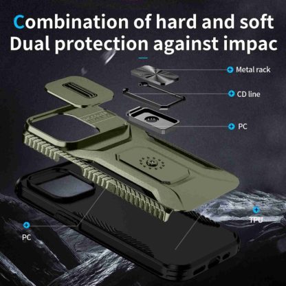 For iPhone 13 Pro Sliding Camshield Holder Phone Case(Alpine Green) - Image 4