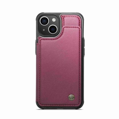 For iPhone 15 Plus CaseMe C22 Card Slots Holder RFID Anti-theft Phone Case(Wine Red) - Image 2