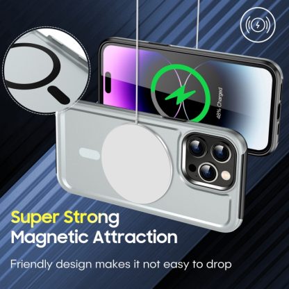 For iPhone 14 Pro Shield Armor MagSafe TPU Hybrid PC Phone Case(Silver) - Image 4