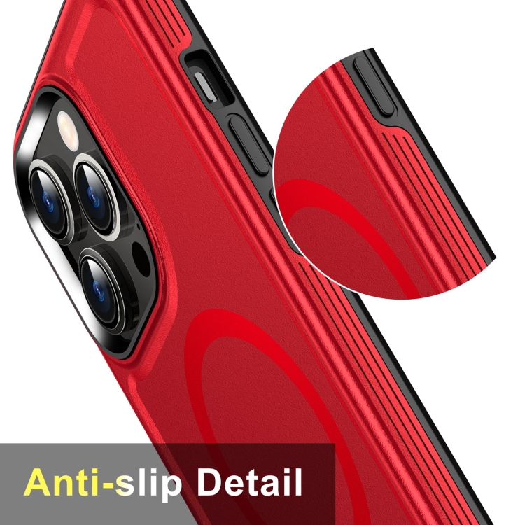 For iPhone 14 Pro Max Shield Armor MagSafe TPU Hybrid PC Phone Case(Red) - Image 3
