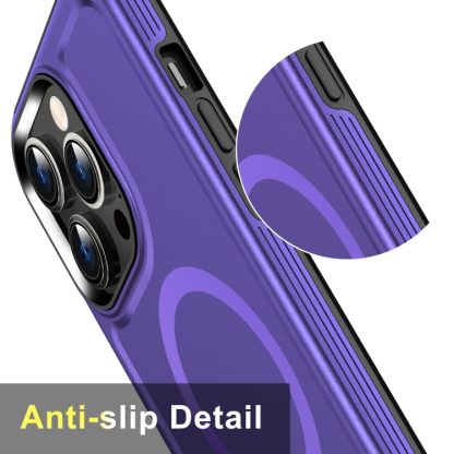 For iPhone 13 Pro Max Shield Armor MagSafe TPU Hybrid PC Phone Case(Purple) - Image 3