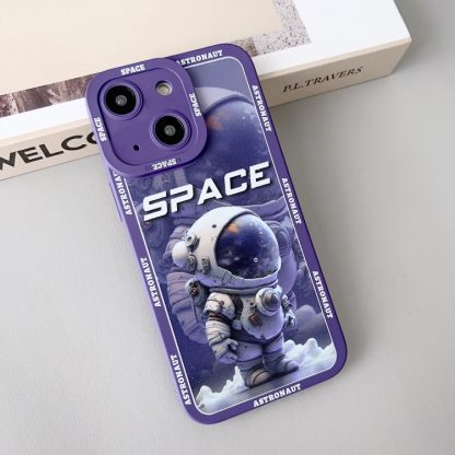 For iPhone 14 Liquid Angel Eyes Giant Astronaut TPU Phone Case(Purple)