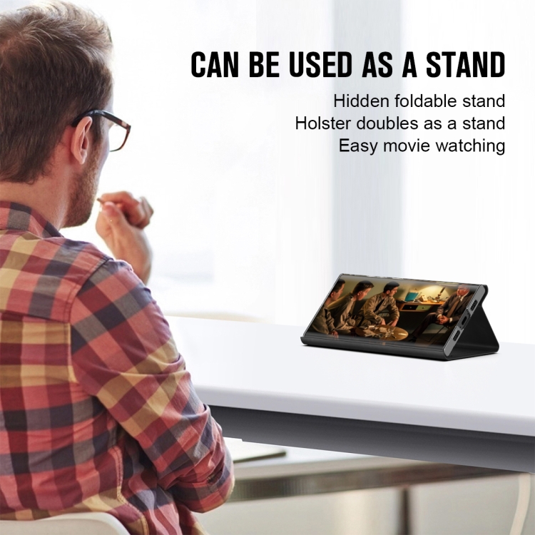 For iPhone 14 Plus Magnetic Napa Texture Leather Phone Case with Holder(Black) - Image 3