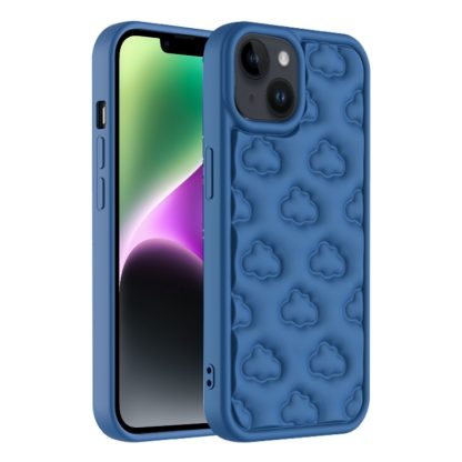 For iPhone 14 Plus 3D Cloud Pattern TPU Phone Case(Dark Blue)