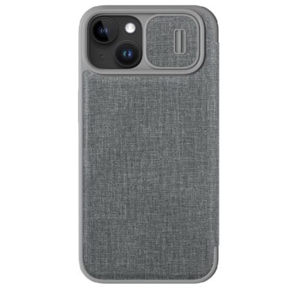 For iPhone 15 NILLKIN QIN Series Pro Fabric Textured Leather Phone Case(Grey)