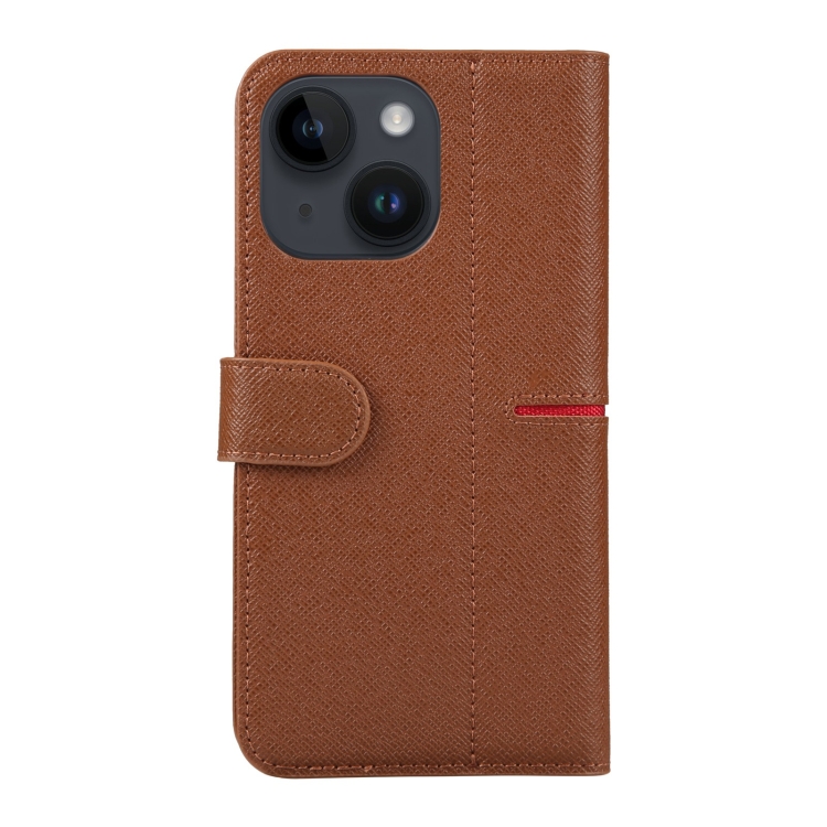 For iPhone 15 GEBEI Top-grain Horizontal Flip Leather Phone Case(Brown) - Image 3