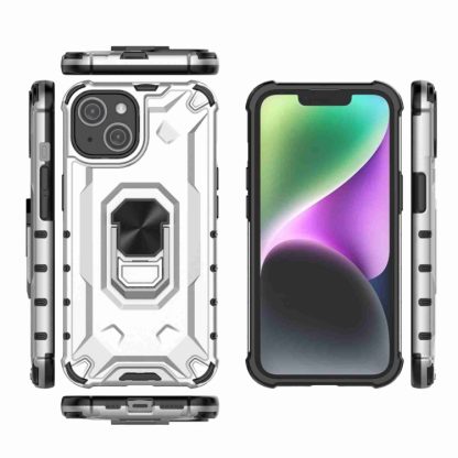 For iPhone 14 Ice Armor Series Ring Holder Phone Case(Silver) - Image 3