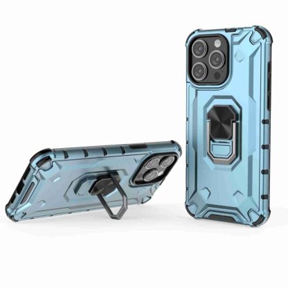 For iPhone 13 Pro Max Ice Armor Series Ring Holder Phone Case(Blue)