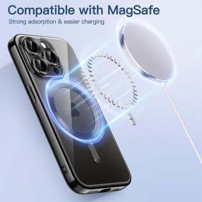 For iPhone 14 Pro Magsafe Magnetic Transparent Electroplated TPU Phone Case(Black) - Image 3