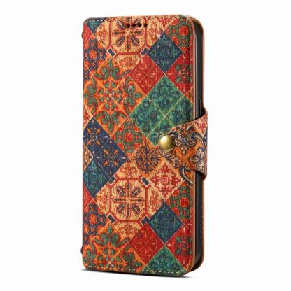 For iPhone 14 Pro Denior Flower Language Series Cork Fabric Oil Edge Leather Phone Case(Winter) - Image 2