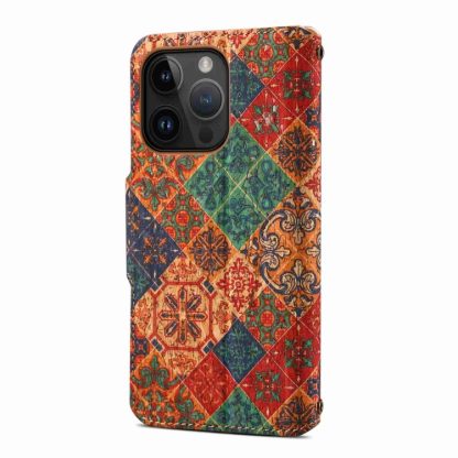 For iPhone 14 Pro Denior Flower Language Series Cork Fabric Oil Edge Leather Phone Case(Winter) - Image 3