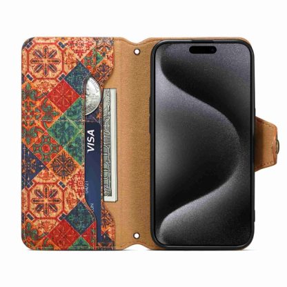 For iPhone 14 Pro Denior Flower Language Series Cork Fabric Oil Edge Leather Phone Case(Winter) - Image 4