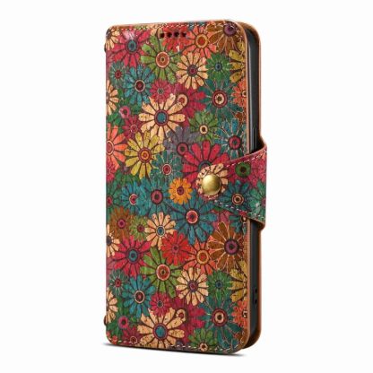 For iPhone 14 Pro Max Denior Flower Language Series Cork Fabric Oil Edge Leather Phone Case(Spring) - Image 2