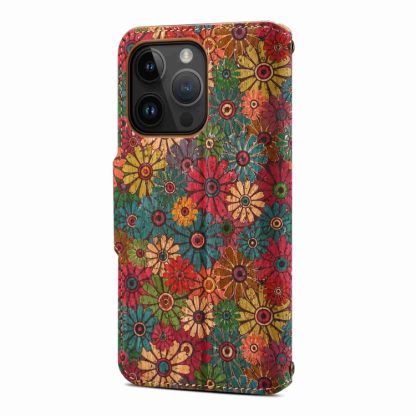 For iPhone 14 Pro Max Denior Flower Language Series Cork Fabric Oil Edge Leather Phone Case(Spring) - Image 3