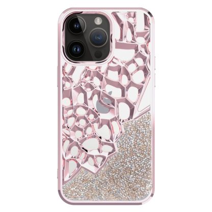 For iPhone 14 Pro Max Diamond Style Hollow Heat Dissipation Electroplated  TPU Phone Case(Pink)