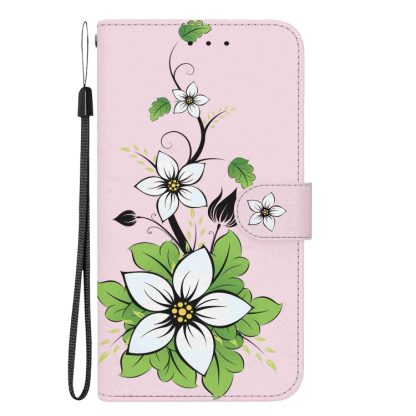 For iPhone 14 Crystal Texture Colored Drawing Leather Phone Case(Lily) - Image 2