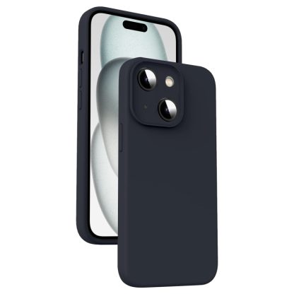 For iPhone 15 Microfiber Liquid Silicone Shockproof Phone Case(Black)