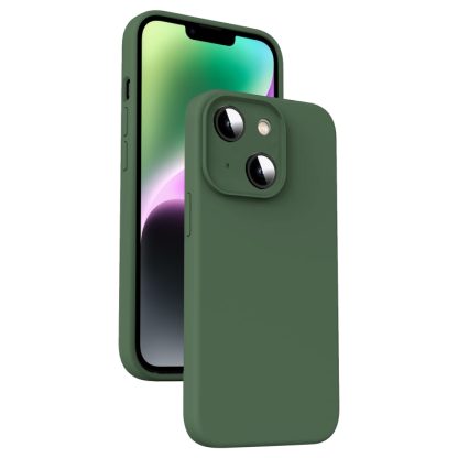 For iPhone 14 Microfiber Liquid Silicone Shockproof Phone Case(Dark Green)