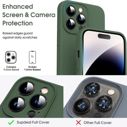 For iPhone 14 Microfiber Liquid Silicone Shockproof Phone Case(Dark Green) - Image 2