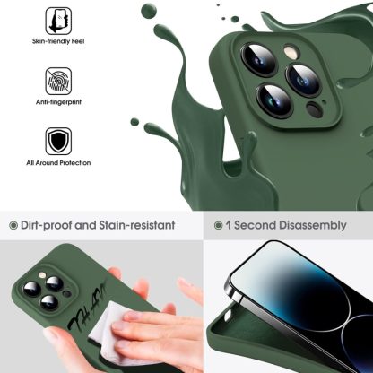 For iPhone 14 Microfiber Liquid Silicone Shockproof Phone Case(Dark Green) - Image 3