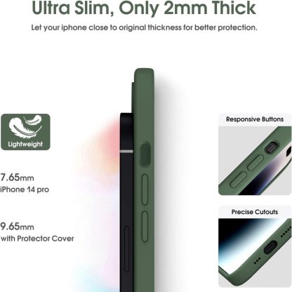 For iPhone 14 Microfiber Liquid Silicone Shockproof Phone Case(Dark Green) - Image 4