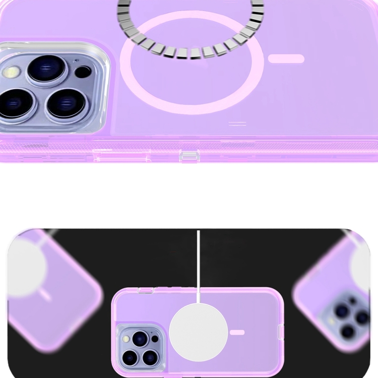 For iPhone 14 Pro Shockproof MagSafe Magnetic Phone Case(Transparent Purple) - Image 3