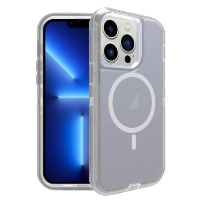 For iPhone 13 Pro Shockproof MagSafe Magnetic Phone Case(Transparent Grey)