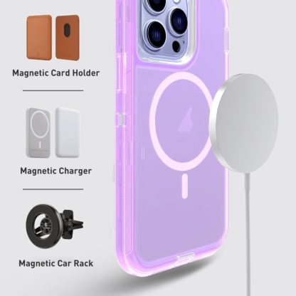 For iPhone 13 Shockproof MagSafe Magnetic Phone Case(Transparent Purple) - Image 4