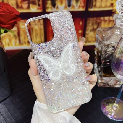 For iPhone 15 Pro Max Starry Sequin Embroidered Butterfly Epoxy TPU Phone Case(Silver) - Image 2