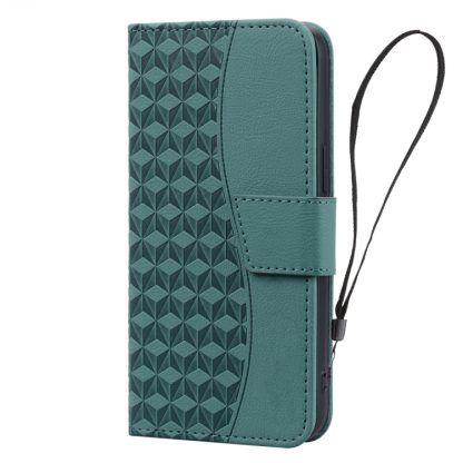 For iPhone 14 Pro Max Business Diamond Buckle Leather Phone Case with Lanyard(Green) - Image 2