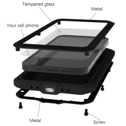 For iPhone 15 LOVE MEI Metal Shockproof Life Waterproof Dustproof Phone Case(Black) - Image 2