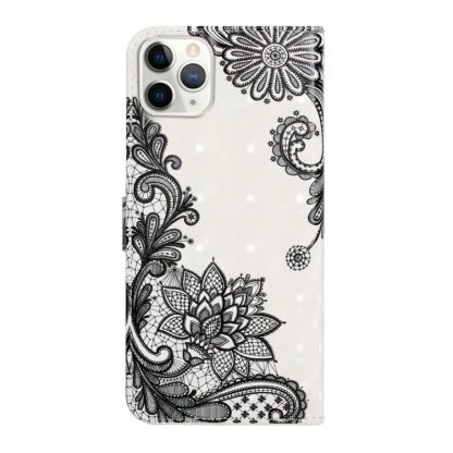 For iPhone 12 / 12 Pro Oil Embossed 3D Drawing Leather Phone Case(Lace Flower) - Image 3